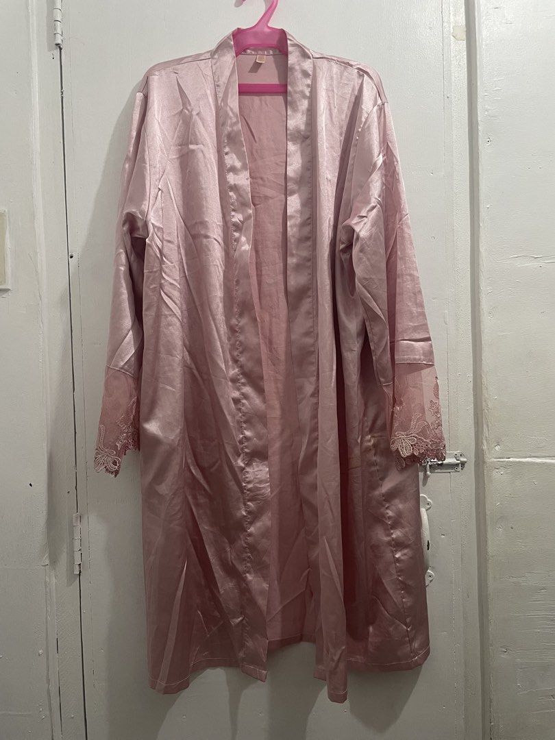 Pink Satin Bathrobe with Lace Sleeves (Category: Undergarments & Loungewear) located in Manila. Submitted by mai1246 (Listing ID 1470507314, Image 1). Description: .