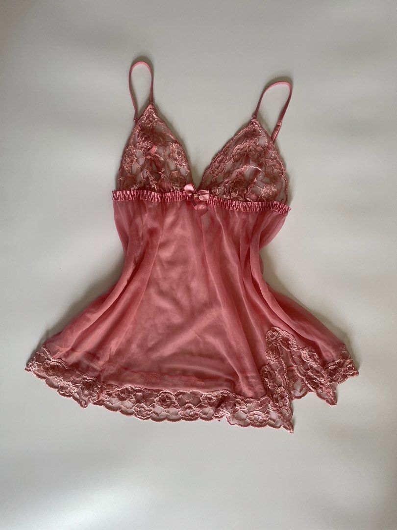 Pink sheer (Category: Dresses) located in Aroroy. Submitted by good.race (Listing ID 1470542660, Image 1). Description: Vouch me on my ig acc: g.raceph pink sheer babydoll chemise with floral lace cups.