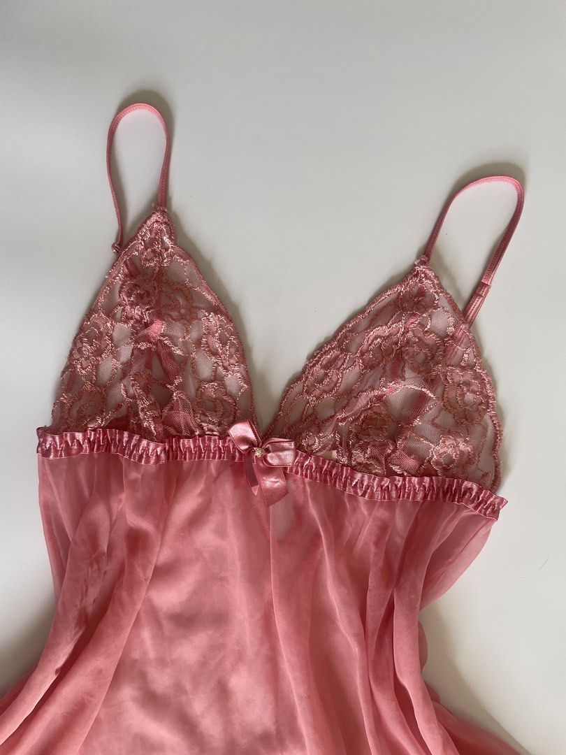 Pink sheer (Category: Dresses) located in Aroroy. Submitted by good.race (Listing ID 1470542660, Image 2). Description: Vouch me on my ig acc: g.raceph pink sheer babydoll chemise with floral lace cups.
