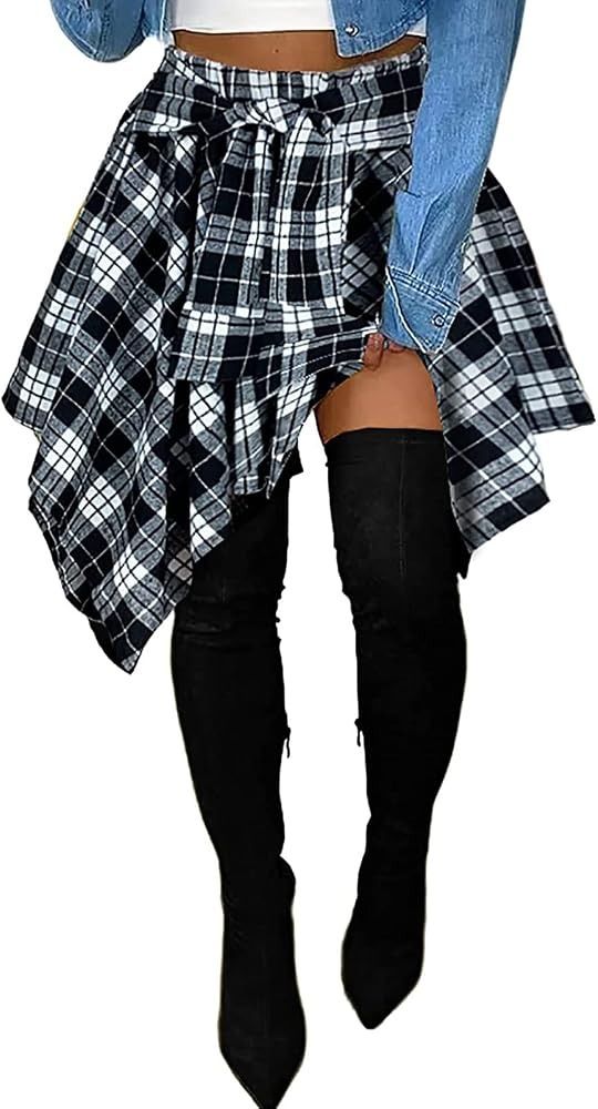 Plaid Asymmetrical Skirt (Category: Skirts) located in Angeles City. Submitted by ownit_ac (Listing ID 1470393365, Image 1). Description: Already laundered, ready to wear With built in belt Waist: 27-30 in. Length: 15-28 in. Color may vary due to lighting.