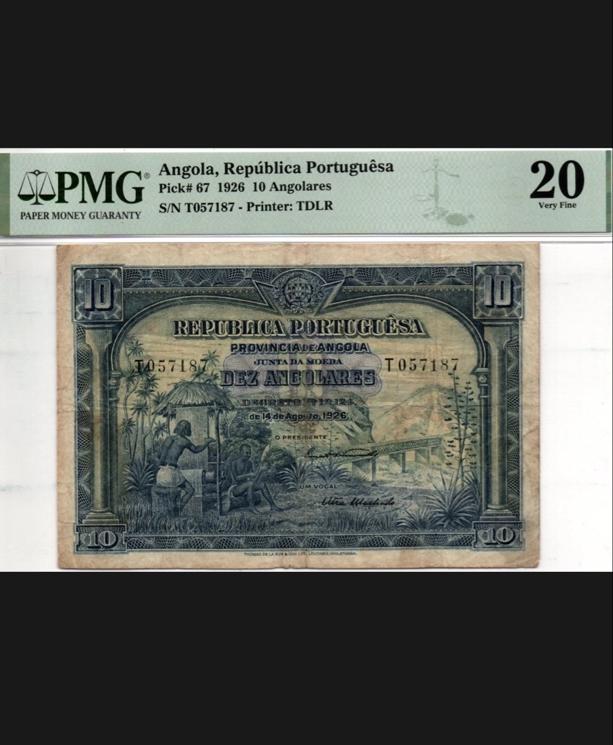 Portuguese Angola 10 Angolares 1926 Pick 67 Rare (PMG 20 VF), Toys ...