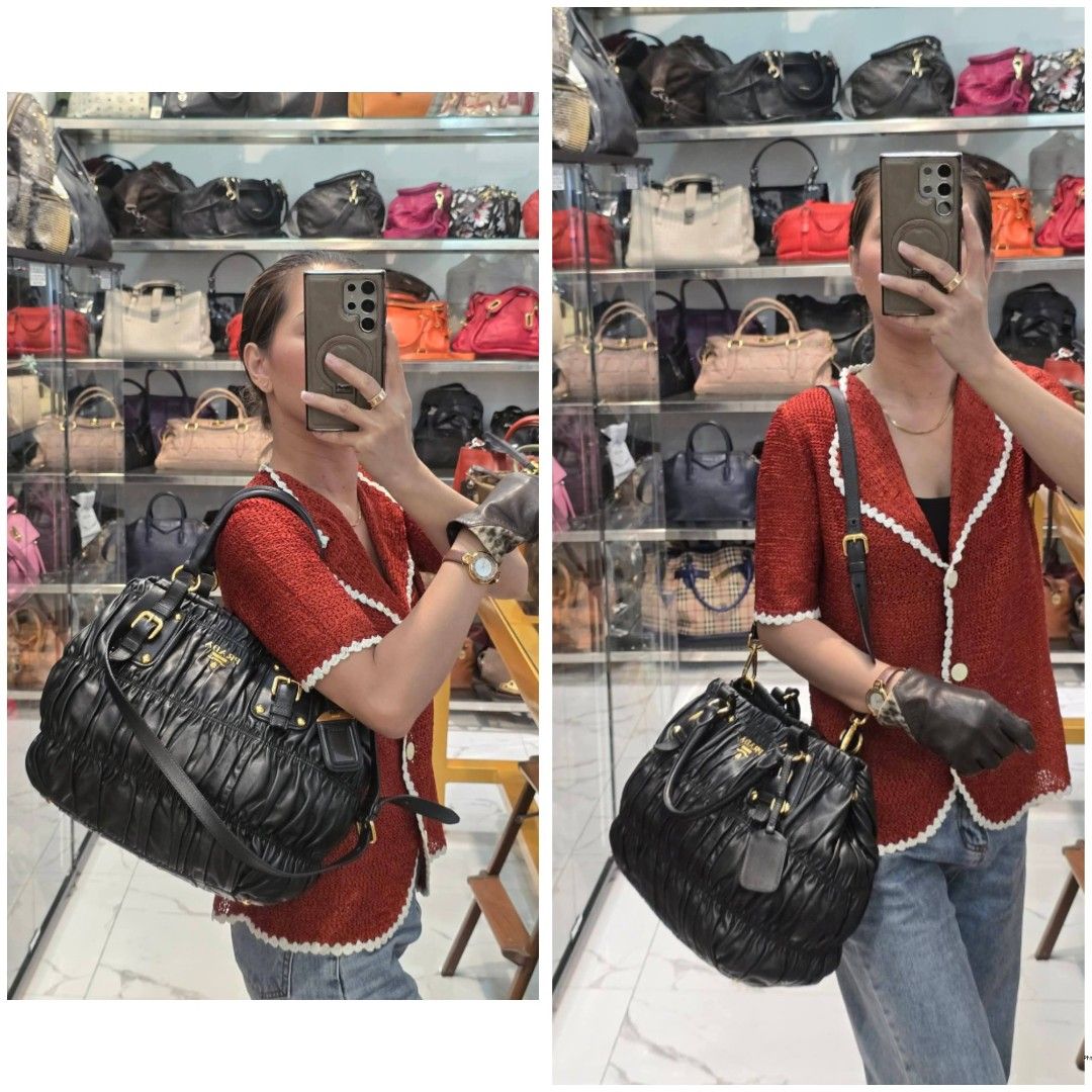 Prada Guafre Leather Totr 2-Way Bag Authentic💯💯 (Category: Shoulder Bags) located in Davao. Submitted by SecondhandItems97 (Listing ID 1470463044, Image 2). Description: Medium size Includes generic dustbag.