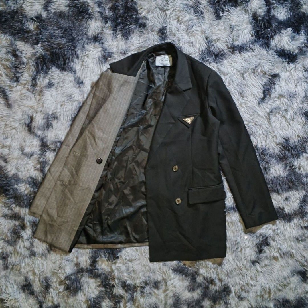 Prada Two-Tone Coat (Category: Luxury Apparel) located in Dagupan City. Submitted by finestthriftstuffph (Listing ID 1470521107, Image 3). Description: In Pristine Condition Very Presentable Size: M Actual Measurement (Measured by INCHES) Width: 21.5 Length: 30 Shoulder: 18 Sleeve: 25 Condition: As New Color Rate: 10/10 Issue: None "Colors may vary due to lightning" "Swipe each photo to see more details".