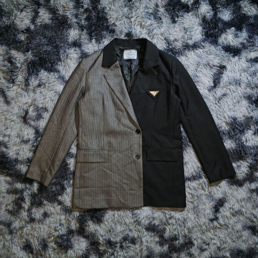 Prada Two-Tone Coat (Category: Luxury Apparel) located in Dagupan City. Submitted by finestthriftstuffph (Listing ID 1470521107, Image 1). Description: In Pristine Condition Very Presentable Size: M Actual Measurement (Measured by INCHES) Width: 21.5 Length: 30 Shoulder: 18 Sleeve: 25 Condition: As New Color Rate: 10/10 Issue: None "Colors may vary due to lightning" "Swipe each photo to see more details".