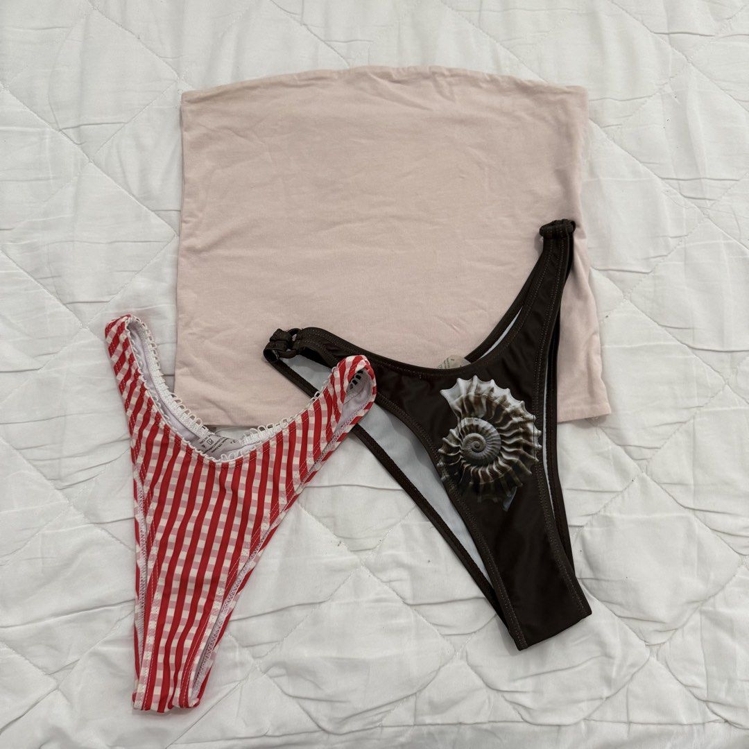 Preloved Clothes Set (Category: Shirts) located in Davao. Submitted by aug_amari (Listing ID 1470425408, Image 1). Description: 2 bikini bottoms lightly used 🩵 and Cotton on tube top well used w sogn of use :) rfs: jus want to get rid of stuffs.