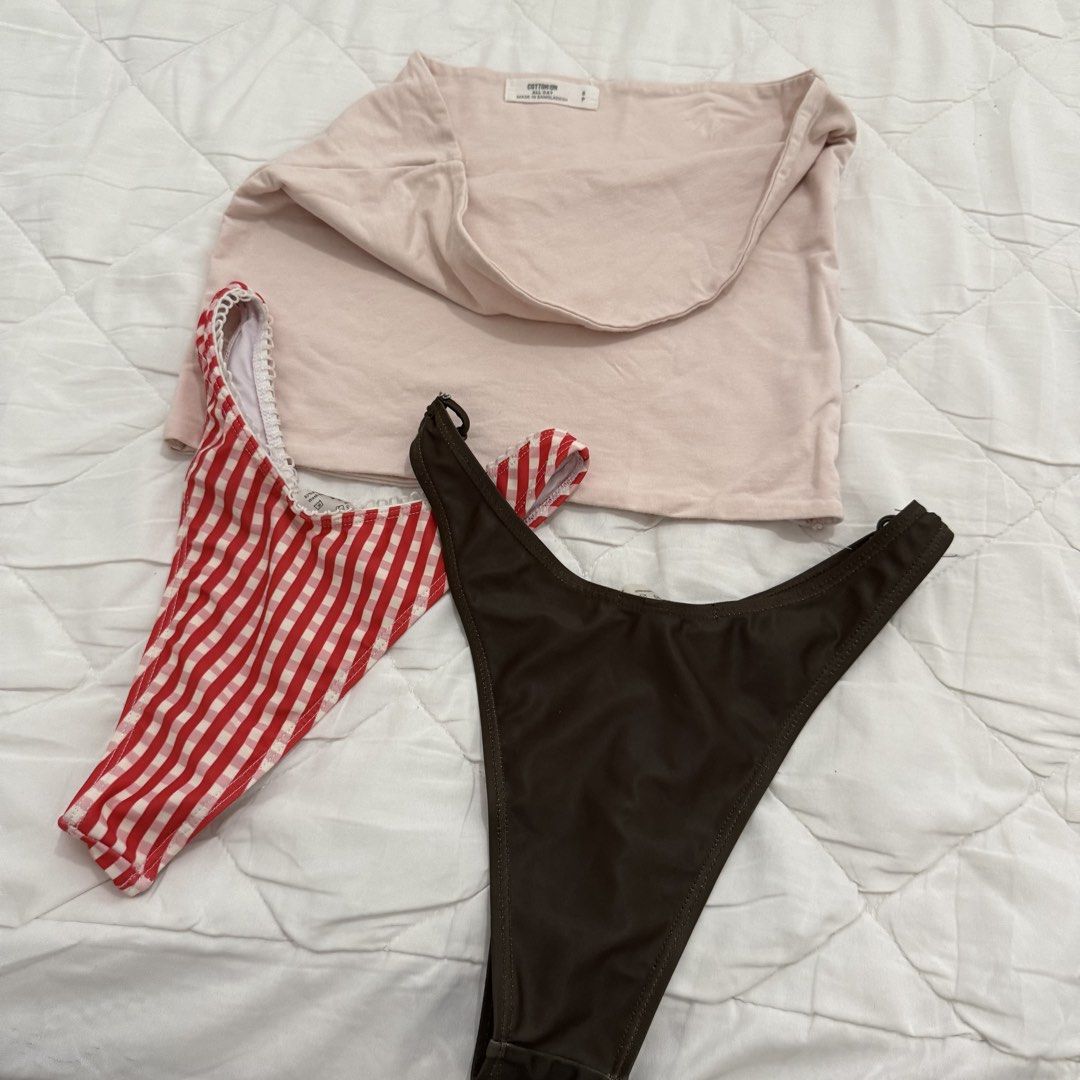 Preloved Clothes Set (Category: Shirts) located in Davao. Submitted by aug_amari (Listing ID 1470425408, Image 3). Description: 2 bikini bottoms lightly used 🩵 and Cotton on tube top well used w sogn of use :) rfs: jus want to get rid of stuffs.