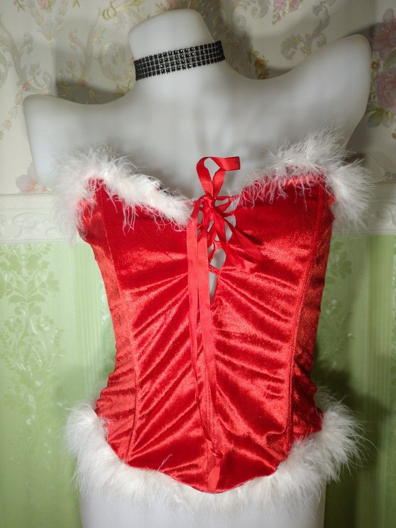 Preloved Mrs. Santa Corset Top (Category: Others Tops) located in Dasmarinas. Submitted by ms.happycorsets (Listing ID 1470463156, Image 1). Description: Preloved Corset Top Red Color Can Fit to Small to Medium Size Not Stretchable Fabric Starting waistline size 27-30 inches Starting Bust Size 32 inches No strap slot Not Padded Length 15 inches With 4 Soft bones Has 3 layers adjustable hooks At the Back with Slight flaws Actual Photo Color may Ch