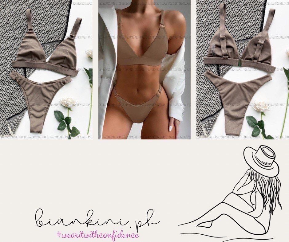 Pre-loved Two Piece Ribbed Swimsuit (Category: Bikinis & Swimsuits) located in Las Pinas. Submitted by kathybianca (Listing ID 1470493396, Image 2). Description: ‼️ the swimsuit is washed thoroughly, but I highly encouraged to wash again before use. - used once - with padding and pad slot RFS: -Decluttering.