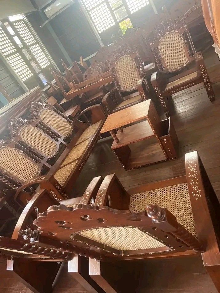 Pre-war ambassador sala set ❤ (Category: Sofas) located in Manila. Submitted by carmelites36250 (Listing ID 1470399305, Image 1). Description: #forsale Pre-war Ambassador orig✅❤🎯✅ Solid narra wood ❤ Fully refurbish /restored Varnish bone inlaid❤ Ready to use /New solihiya ❤ Pm me ☎☎☎☎ 40,000 Only ✅.