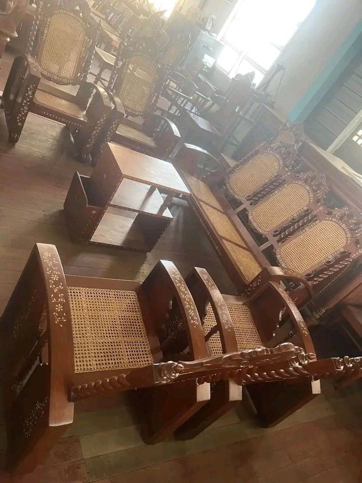 Pre-war ambassador sala set ❤ (Category: Sofas) located in Manila. Submitted by carmelites36250 (Listing ID 1470399305, Image 2). Description: #forsale Pre-war Ambassador orig✅❤🎯✅ Solid narra wood ❤ Fully refurbish /restored Varnish bone inlaid❤ Ready to use /New solihiya ❤ Pm me ☎☎☎☎ 40,000 Only ✅.