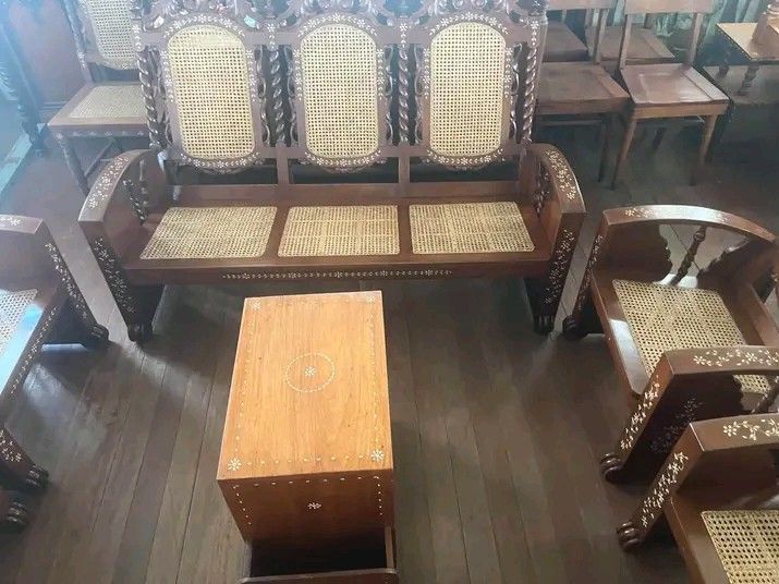 Pre-war ambassador sala set ❤ (Category: Sofas) located in Manila. Submitted by carmelites36250 (Listing ID 1470399305, Image 3). Description: #forsale Pre-war Ambassador orig✅❤🎯✅ Solid narra wood ❤ Fully refurbish /restored Varnish bone inlaid❤ Ready to use /New solihiya ❤ Pm me ☎☎☎☎ 40,000 Only ✅.
