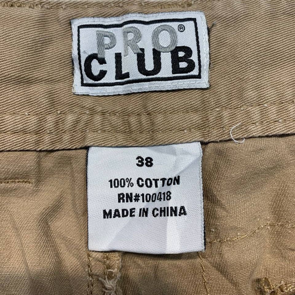 Pro Club Cargo Shorts Brown (Category: Shorts) located in Mandaluyong City. Submitted by theroom501 (Listing ID 1470514929, Image 3). Description: Pro Club Cargo Shorts Khaki Style Code: RN#100418 Size on Tag: 38 Color: Khaki Condition: Good pre-owned condition with a heavily distressed vintage look. Authenticity Flaws/Issues: Visible bleach stains on the fabric. Flat Lay Measurements: Pit to Pit: 38 inches Length: 26 inches Leeg opening Length: 