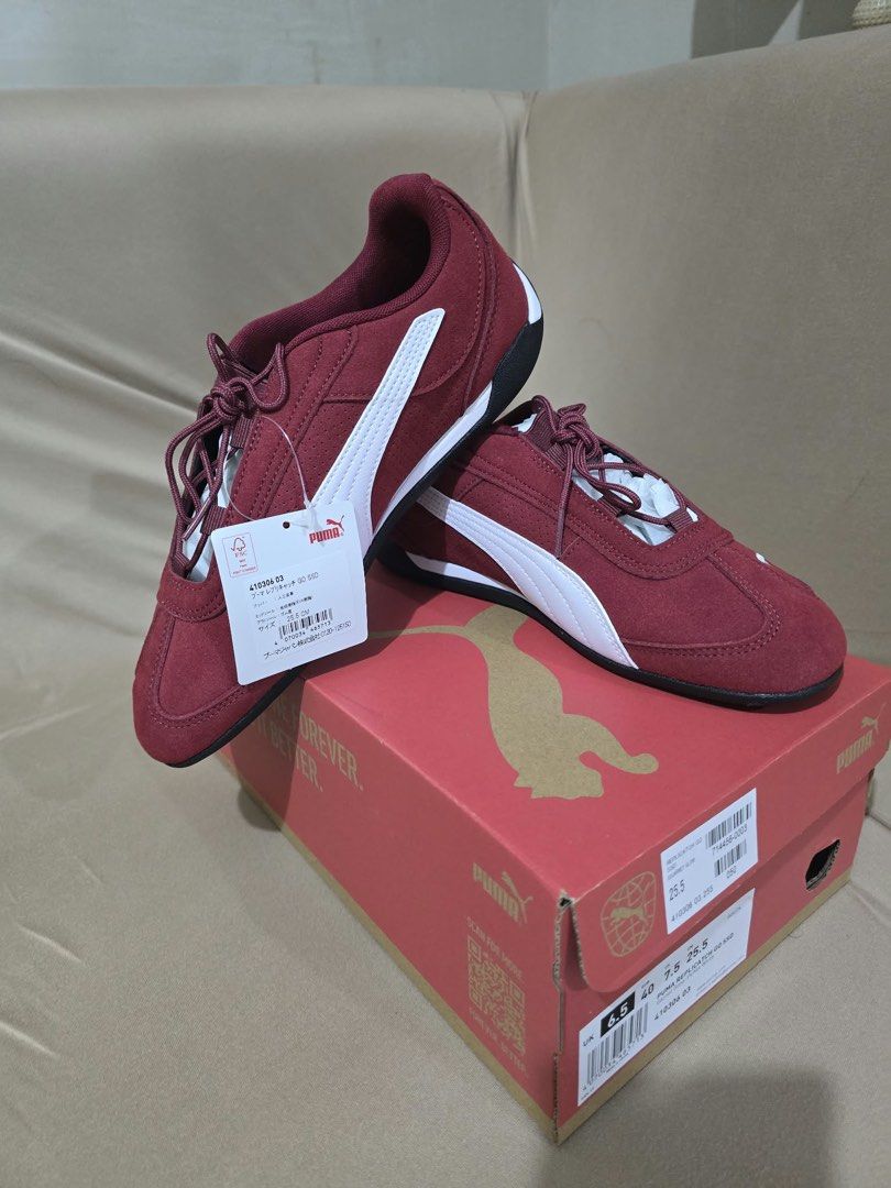 Puma Replicatch Go SSD (Japan Exclusive) (Category: Sneakers) located in Manila. Submitted by jarnozildj74911 (Listing ID 1470529012, Image 3). Description: - Brand: Puma - Model: Replicatch Go SSD - Color: Garnet Glow / Puma White (Burgundy suede with white formstrip) - Style: Low-profile, motorsport-inspired silhouette with rubber outsole - Size: 25.5cm (can fit 8.5 to 9 US) Puma sizing runs large - Condition: Brand new with original box and st