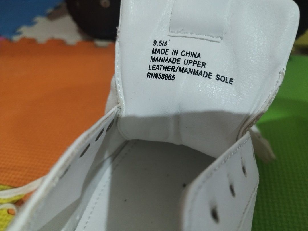Rack White Sneakers Size 9.5M (Category: Sneakers) located in Binan City. Submitted by onigthegreat (Listing ID 1470479123, Image 2). Description: - Brand: Rack - Size: 9.5M - Color: Clean white (goes with any outfit) - Closure: Lace-up with breathable perforated side panels - Comfort: Ortholite insoles - Material: Manmade upper with leather and manmade sole - Condition: Normal wear on soles.