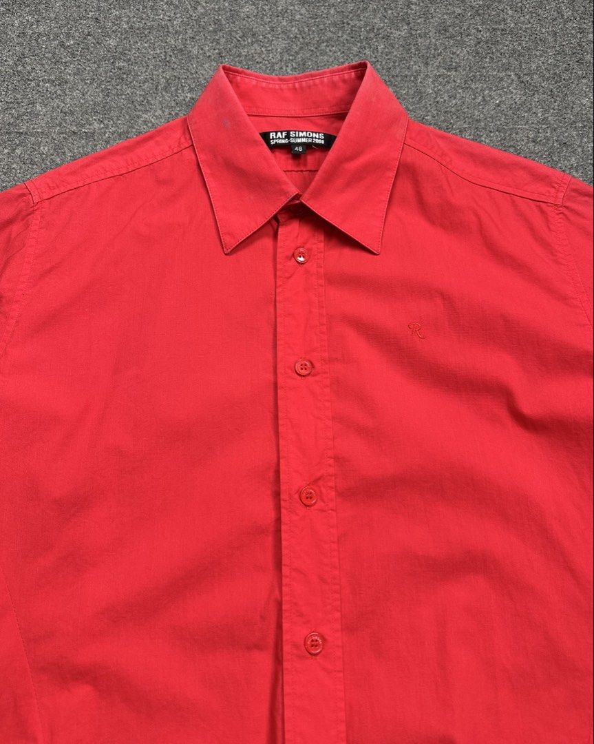 Raf Simons - Spring/Summer2008 Chest logo Button Down Shirt. (Category: Formal Shirts) located in Manila. Submitted by scissor.2fifthy (Listing ID 1470476341, Image 2). Description: Raf Simons - Spring/Summer2008 Chest logo Button Down Shirt. Size: 48 (see measurement) Made in Macedonia Material: 100% Cotton 85/100 condition rate Used Flaw: Minor sign of usage and some dirt in neck part (see last photo) Presentable Check all photos for more detai