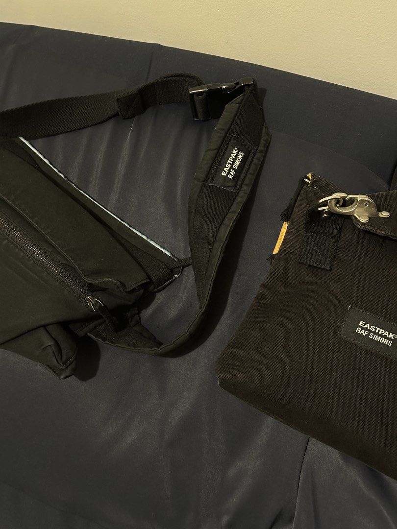 Raf Simons Body Bag Pack (Category: Luxury Bags & Wallets) located in Quezon City. Submitted by soourceph (Listing ID 1470383005, Image 2). Description: 1. SS19 Punk Poster Zippered 2. SS18 Blade Runner ID Bag.