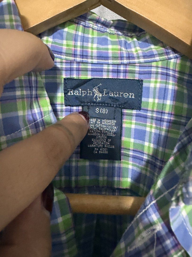 Ralph Lauren KIDS S8 Button Down Plaid (Category: Formal Shirts) located in Iloilo. Submitted by thethriftopia (Listing ID 1470451282, Image 2). Description: SIZE: S8 KIDS COLOR RATE: 10/10 DIMES: W17 x L23 Wash and Wear Rewash if necessary Color may vary due to lighting Color rate indicated on description Disclaimer: Manage your expectations since this is a pre-loved item. Thank you so much. MOP GCASH and Bank Transfer SHIP VIA JNT EXPRESS STRIC