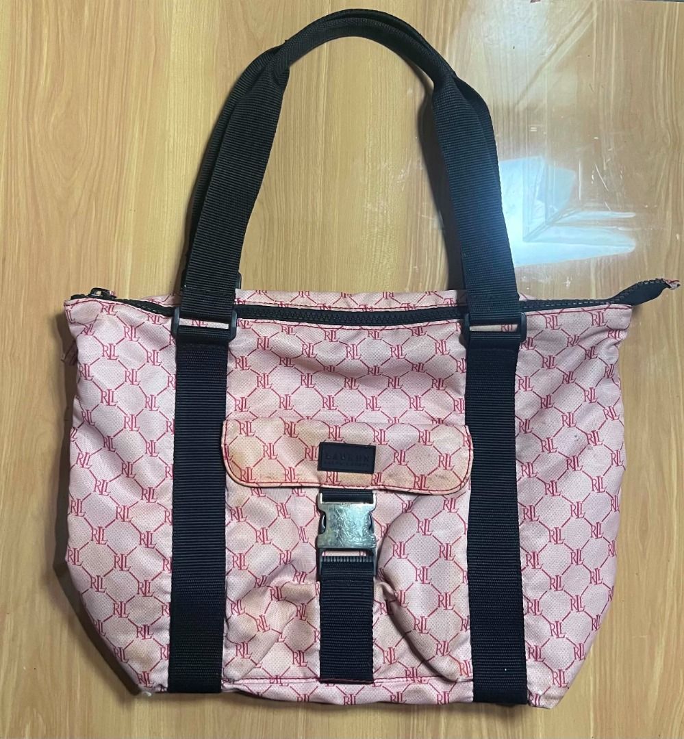 Ralph Lauren Pink Monogram Tote Bag (Category: Shoulder Bags) located in Manila. Submitted by senggggg. (Listing ID 1470525016, Image 1). Description: good condition working zip need wash washable .