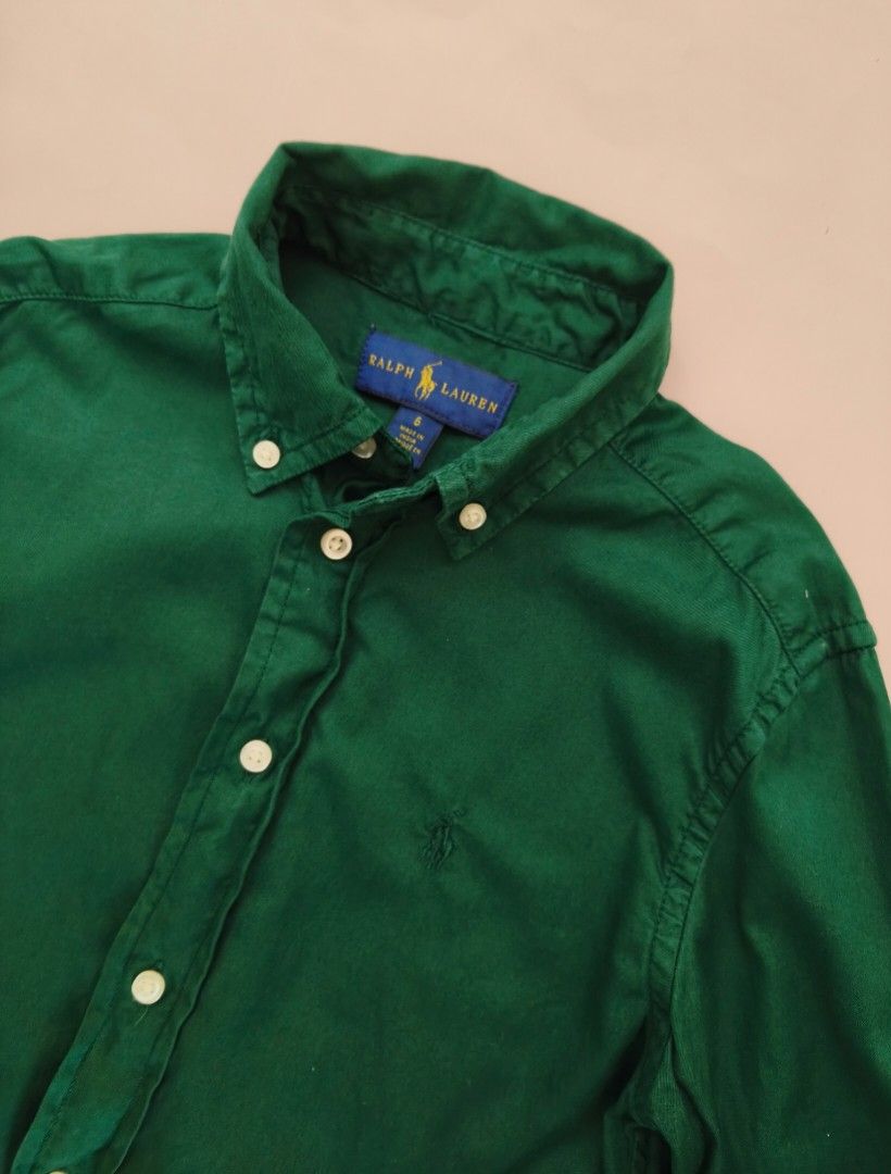 Ralph Lauren polo 6yo (Category: Babies & Kids Fashion) located in Cebu City. Submitted by little_mush.room (Listing ID 1470413754, Image 2). Description: preloved RL button-down polo green size : 6 on tag , *6-7yo .