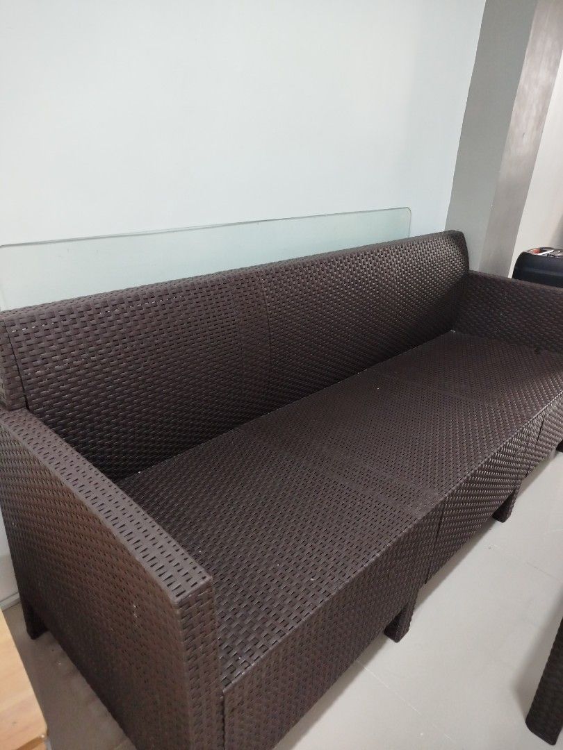 Rattan Design Sofa and Table Set (Category: Outdoor Furniture) located in Manila. Submitted by alessa.meya (Listing ID 1470351117, Image 2). Description: Rattan Design Sofa and Table set. Used but in good condition. For indoor or outdoor use. Location: Marilao Bulacan.