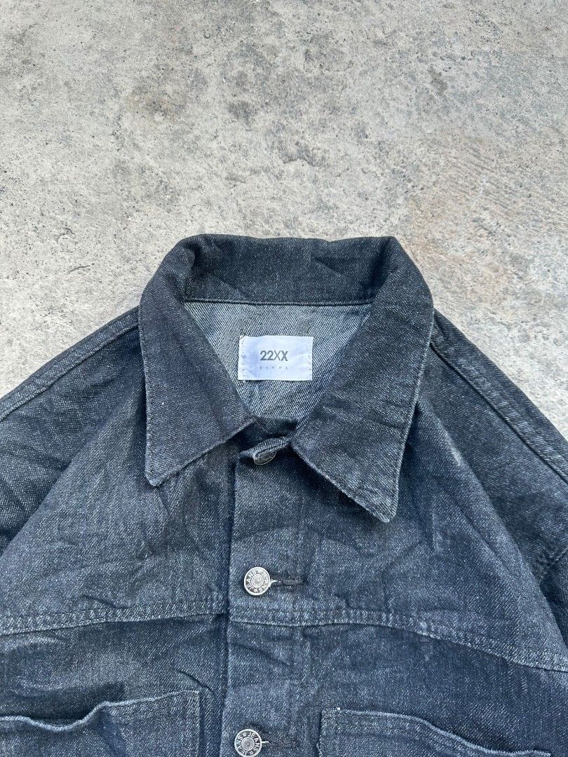 Raw denim boxy jacket (Category: Coats, Jackets and Outerwear) located in Davao. Submitted by boss_kel (Listing ID 1470351855, Image 3). Description: 21.5 width 24.5 lenght No issue.