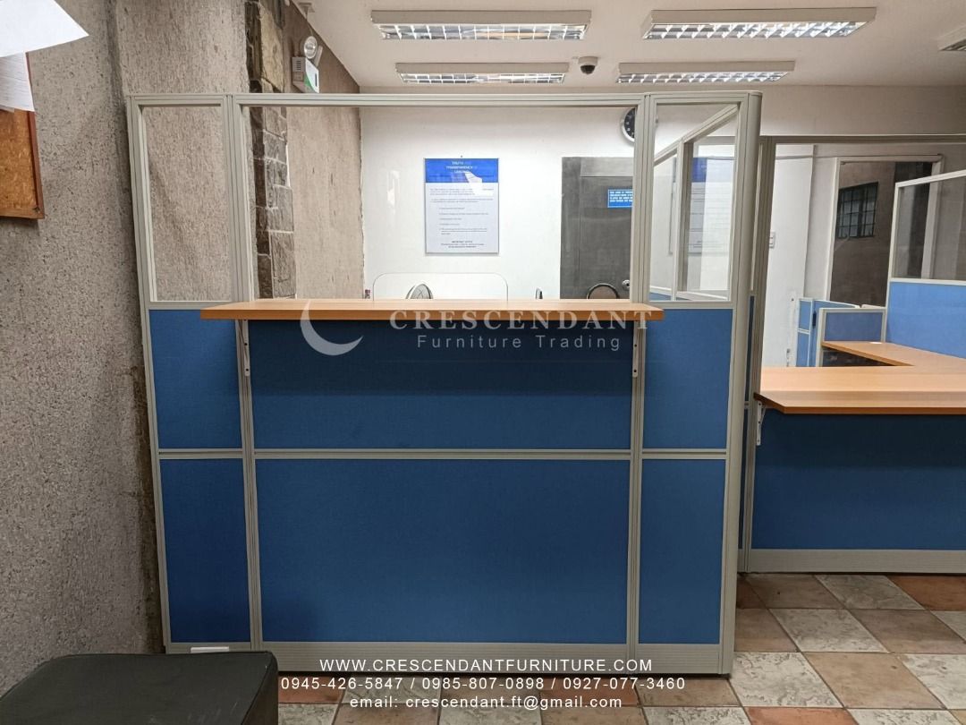 Reception Office Partition / Table (Category: Office Furniture & Fixtures) located in Pasig City. Submitted by abicft (Listing ID 1470354860, Image 2). Description: (THE PRICE IS FOR POSTING PURPOSES ONLY) CUSTOMIZE OFFICE PARTITION/WORKSTATION Custom-color, measurement 4.5cm thickness in beige/dark gray frame 📌FREE QUOTATION! 📌FREE SITE VISIT & FREE ESTIMATE within Metro Manila 📌FREE 2D AND 3D LAYOUT or you can send us your measurement/layout