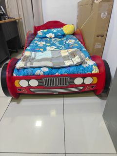 Kids Ferrari-Style Formula Race Car Single Bed Frame (Red & Yellow ...