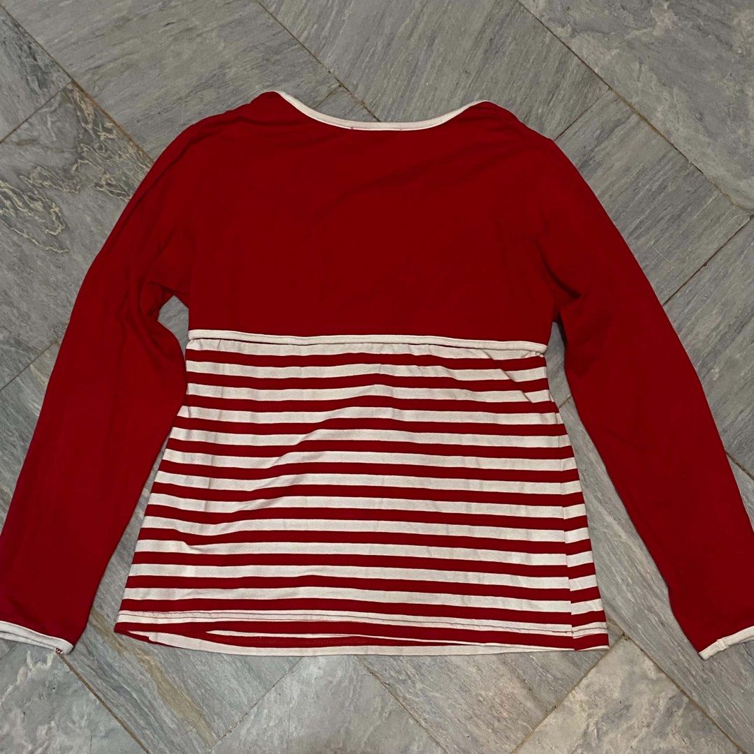 Red Stripes Longsleeve Top (Category: Longsleeves) located in Bacoor. Submitted by s4dee (Listing ID 1470544049, Image 3). Description: size: small - medium - cardigan style - ribbon detai.