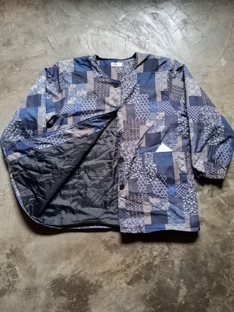 Relief Japan noragi patchwork quilted jacket (Category: Coats, Jackets and Outerwear) located in Davao. Submitted by hisdef (Listing ID 1470480092, Image 2). Description: Relief Japan noragi patchwork quilted jacket Condition- well used issue- small holes (see slides) Dimensions in inches width-23 length-27.5 shoulder-18 sleeve-21.5.