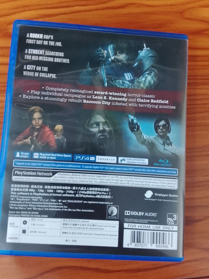 Resident Evil 2 Remake (Category: PlayStation) located in Cabuyao City. Submitted by coinhunter8 (Listing ID 1470458363, Image 2). Description: Resident Evil 2 remake great gameplay. Long gameplay alot of puzzle quest. graphics 9.5.