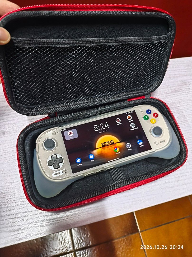 Retroid Pocket 6 : 12GB + 256 GB (Category: Others) located in Taytay. Submitted by johnalvin (Listing ID 1470481797, Image 3). Description: Retroid Pocket 6 12 GB RAM 256 GB storage with official Retroid Grip with official Retroid screen protector (both installed since day 1) with protective black eva case complete box and accessories, and original Retroid charging cable no bumps, dents, problems all working perfectly with official receipts from