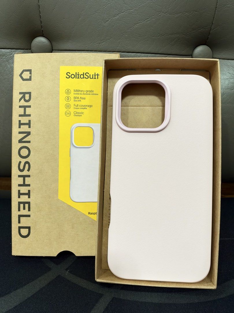 Rhinoshield SolidSuit Case for iPhone 16 ProMax (Category: Cases & Sleeves) located in Makati City. Submitted by shiemanalo (Listing ID 1470556631, Image 1). Description: Rhinoshield SolidSuit Raspberry Sorbet for iPhone 16 ProMax.