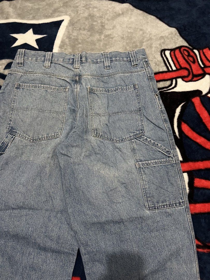 Route 66 Carpenter Denim Jeans Light Wash (Category: Jeans) located in Tanza. Submitted by 1954_street (Listing ID 1470379111, Image 2). Description: CRAPENTER PANTS 36 waist 40 length 10 leg opening minor fade marks 500 - Brand: Route 66 - Style: Carpenter denim jeans / Utility style - Wash: Light blue - Size: 36x30 - Fit: Relaxed fit through the leg - Features: Side hammer loop, tool pockets, standard belt loops, and zip fly with button closure