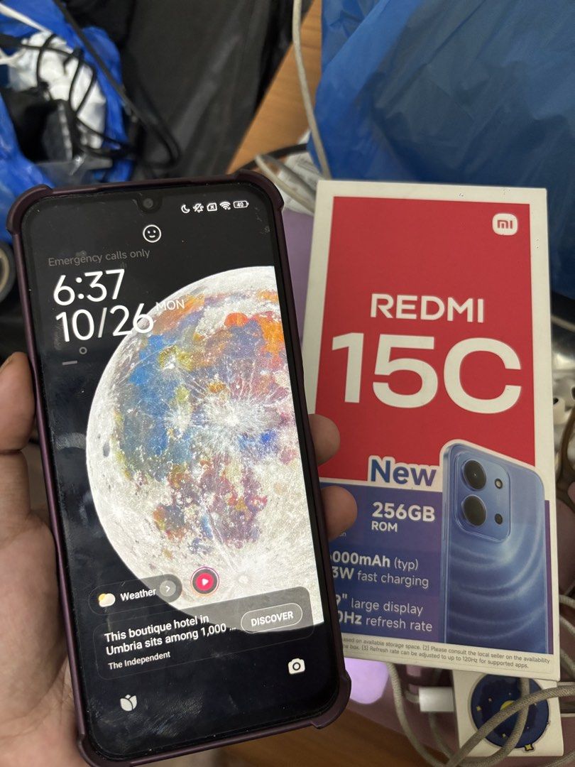 RUSH Redmi 15C Blue 256GB Rom (Category: Xiaomi) located in Manila. Submitted by elyxbns (Listing ID 1470461802, Image 1). Description: - lightly used; second phone lang - all in good condition, no history of repair - inclusions: box, unit, case Rfs: decluttering + need funds Pm for more inquiries/offers!.