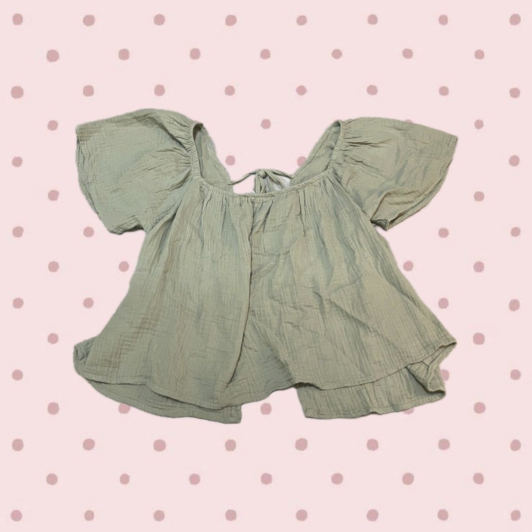 Sage Green Peplum Top (Category: Blouses) located in Bacoor. Submitted by s4dee (Listing ID 1470537469, Image 1). Description: size : medium on tag (s-m) - back details - never used - linen fabric.