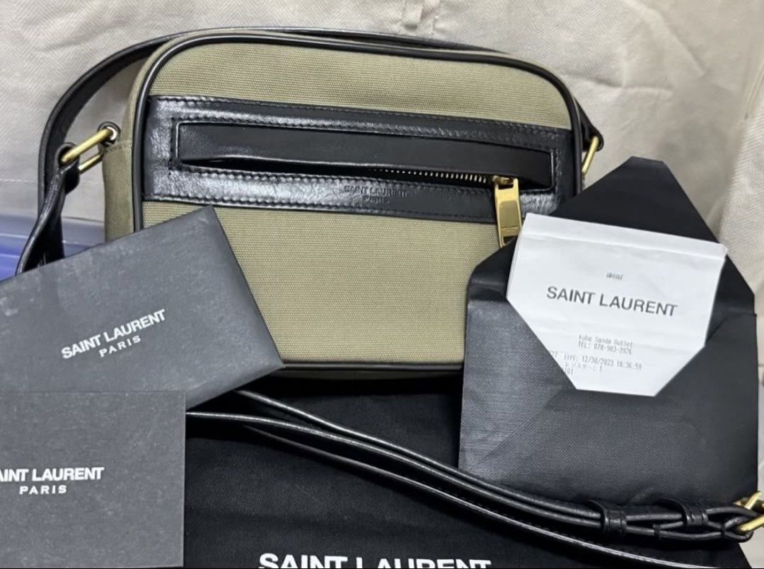 Saint Laurent (Category: Luxury Bags & Wallets) located in Cagayan de Oro. Submitted by rjstz (Listing ID 1470541899, Image 3). Description: Saint Laurent Camp Camera bag khaki light green Canvas and Calf leather made in italy complete dustbag and card bought @ kobe sanda outlet japan pwede s24 ultra inside sample pics above in very good condition rarely used watch also for sale only 36k series 11 46mm sapphire titanium with boxs .