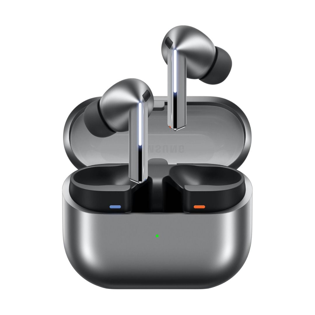 Samsung Galaxy Buds 3 Pro (Silver) w/ Ringke Hard Case (Category: Earphones) located in Mandaluyong City. Submitted by achrovisual (Listing ID 1470407423, Image 1). Description: Selling a used pair of Samsung Galaxy Buds 3 Pro in Silver. Clean, fully functional, and well-maintained with excellent sound quality and ANC. Reason for selling: Clearing out extra audio gear. Includes: • 1x Galaxy Buds 3 Pro (Silver) with original charging case & ear ti