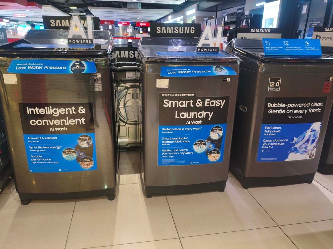 SAMSUNG TOP LOAD WASHING MACHINE (Category: Washing Machines and Dryers) located in Quezon City. Submitted by maryann5721 (Listing ID 1470517298, Image 1). Description: SAMSUNG TOP LOAD WASHING MACHINE WA40F12E4CTC CASH 21,600 WA40F10E1CTC CASH 21,000 Wa80f13s5ctc Srp 33,995 Cash 24,500 Wa80f15s5ltc Srp 41,995 Cash 28,450 WA80f19s8btc Srp 54,995 Cash 35,300 WA80CGBYBYTC CASH 17,600 Brand new and sealed with warranty and receipt 7 days outright re