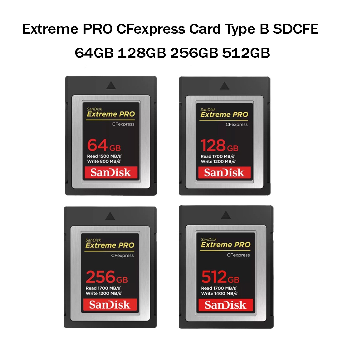 SanDisk Extreme PRO CFexpress Card Type B SDCFE 64GB 128GB 256GB 512GB ...