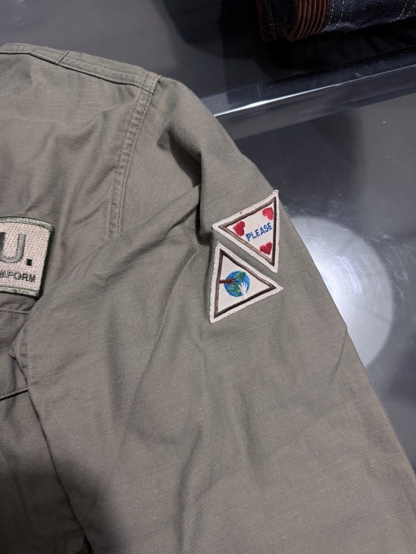 Sassafras GDU Jacket (Category: Coats, Jackets and Outerwear) located in Pasig City. Submitted by rinse___repeat (Listing ID 1470401397, Image 3). Description: Sassafras GDU Jacket Inspired heavily by classic US military Battle Dress Uniform (B.D.U.) details, Sassafras reconstructs the garment for functional utilitarian use and gardening. It features an olive-drab cotton build, characteristic gusseted front-utility pockets, and distinct signature