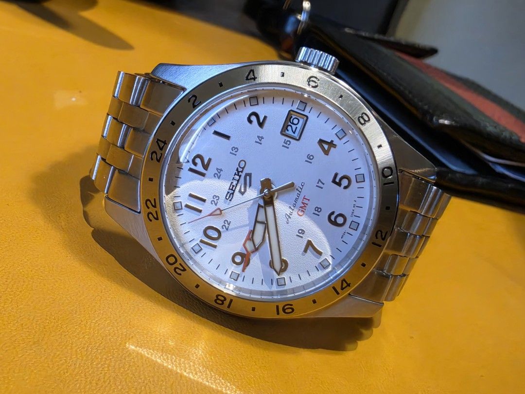 Seiko 5 GMT Polar Explorer SSK059K1 (Category: Men's Watches) located in Paranaque City. Submitted by prof.0120 (Listing ID 1470352626, Image 1). Description: Selling my personal Seiko 5 Field GMT SSK059K1 in brand new condition. - barely 2 months old, bought brand new, used around 3 times only - 2nd hand price for a literally new watch - no issues or defects - complete with inner box, outer box, extra links, tag, cloth, manual and card - RFS: ne