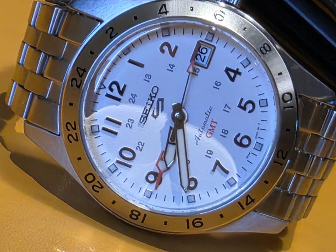 Seiko 5 GMT Polar Explorer SSK059K1 (Category: Men's Watches) located in Paranaque City. Submitted by prof.0120 (Listing ID 1470352626, Image 2). Description: Selling my personal Seiko 5 Field GMT SSK059K1 in brand new condition. - barely 2 months old, bought brand new, used around 3 times only - 2nd hand price for a literally new watch - no issues or defects - complete with inner box, outer box, extra links, tag, cloth, manual and card - RFS: ne