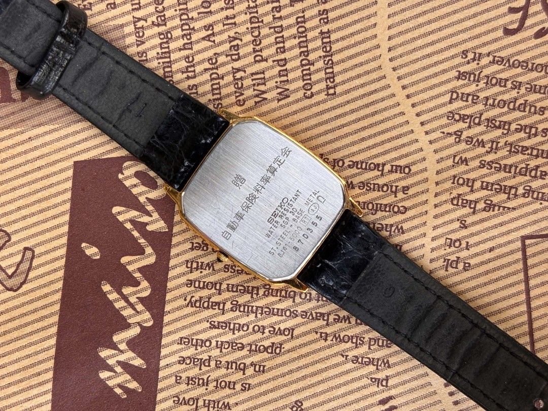 Seiko Dolce (Category: Luxury Accessories) located in Daet. Submitted by solsticecaliber (Listing ID 1470437229, Image 3). Description: Sweet by name, Gold by nature SEIKO DOLCE Tank - Vintage Japan Seiko Dolce - Seiko's top-tier dress line from the 80s. Made for those who don't need to shout to be noticed. Gold octagon case, champagne linen dial, black croc strap. This is quiet luxury in its purest form..