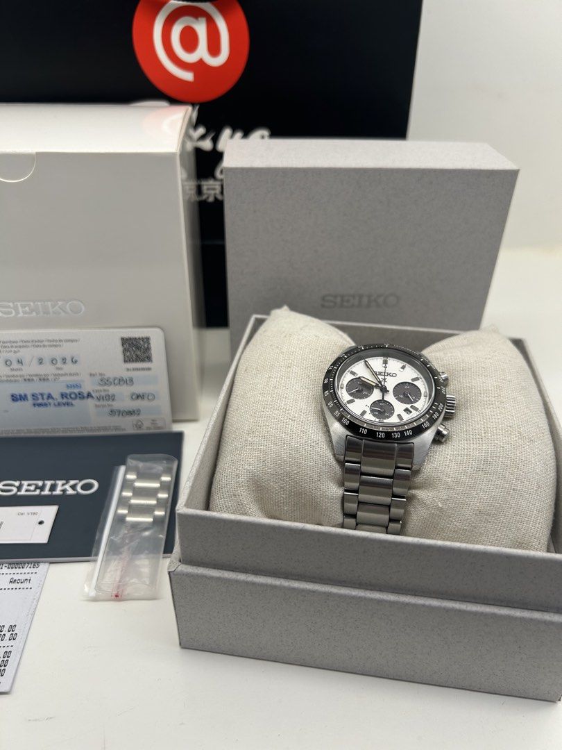 Seiko Prospex Speedtimer "Panda V1" SSC813 (2026) (Category: Men's Watches) located in Taguig. Submitted by chronoholic.manila (Listing ID 1470361610, Image 1). Description: FS !! Seiko Prospex Speedtimer "Panda V1" SSC813 (2026) ₱23500 (FIXED) 8.8/10 condition, pre owned Complete Inclusions: - Inner and Outer Box - Manual and Guaranteed Card - Extra Links and Hangtag - Receipt from @Tokyo and Paper Bag Loc: taguig, can do meetups/shipping.