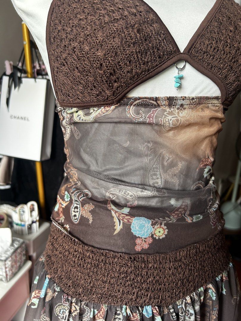 SHEIN brown beach coords (Category: Bikinis & Swimsuits) located in Cainta. Submitted by ziellune (Listing ID 1470396779, Image 3). Description: Xs on tag can fit up to S Up to M yung bottom Used once this feb Bought for 700+ i think.
