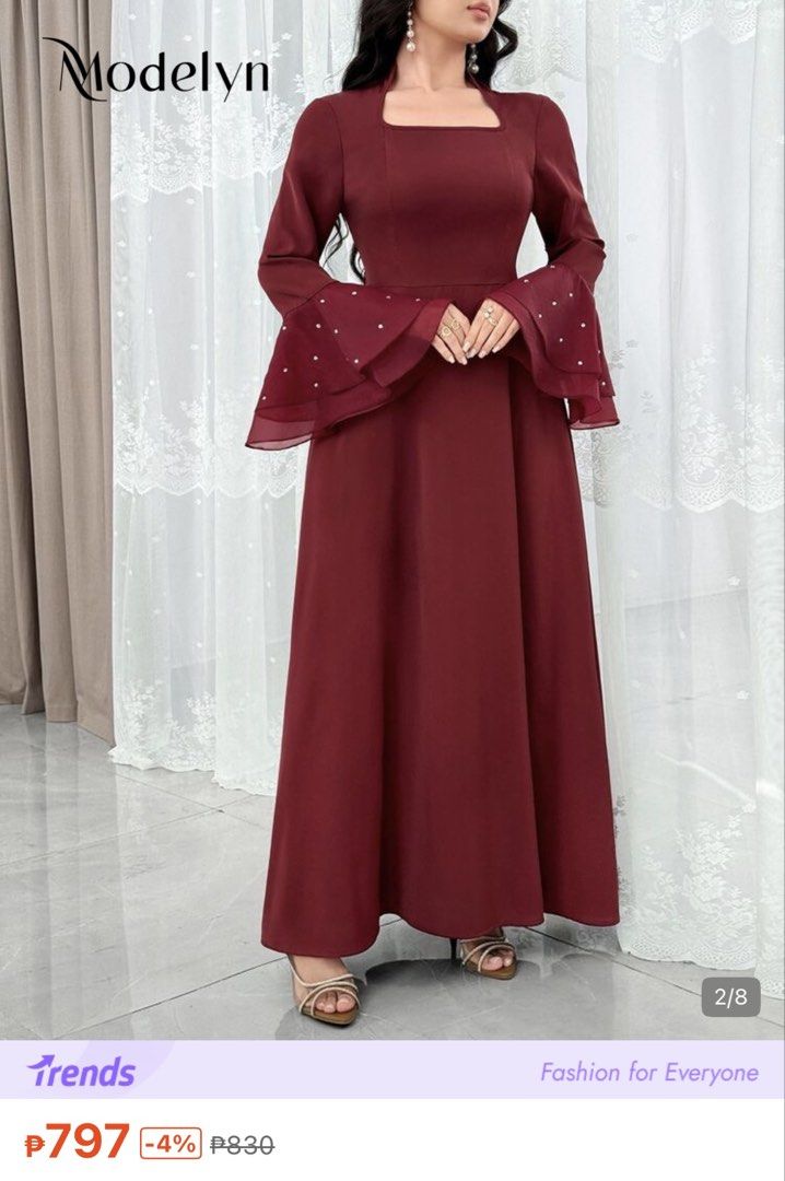 Shein Longsleeve Red Maxi Dress (Category: Dresses) located in Paranaque City. Submitted by kimchan15 (Listing ID 1470431253, Image 1). Description: W: 35-36.