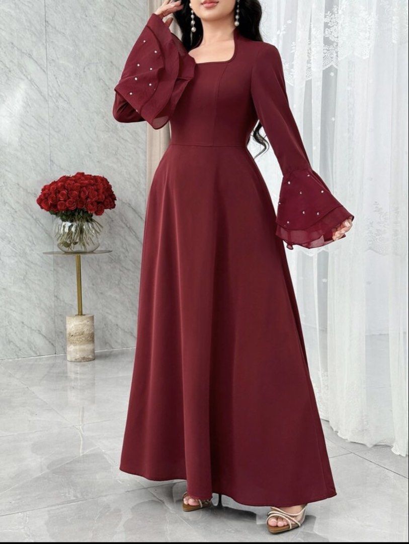 Shein Longsleeve Red Maxi Dress (Category: Dresses) located in Paranaque City. Submitted by kimchan15 (Listing ID 1470431253, Image 2). Description: W: 35-36.