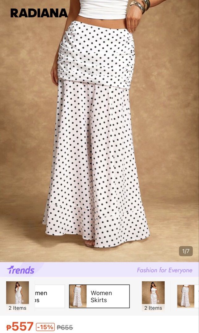 Shein Polka Dots Skirt (Category: Skirts) located in Paranaque City. Submitted by kimchan15 (Listing ID 1470424361, Image 1). Description: W: 31 L: 40.5.