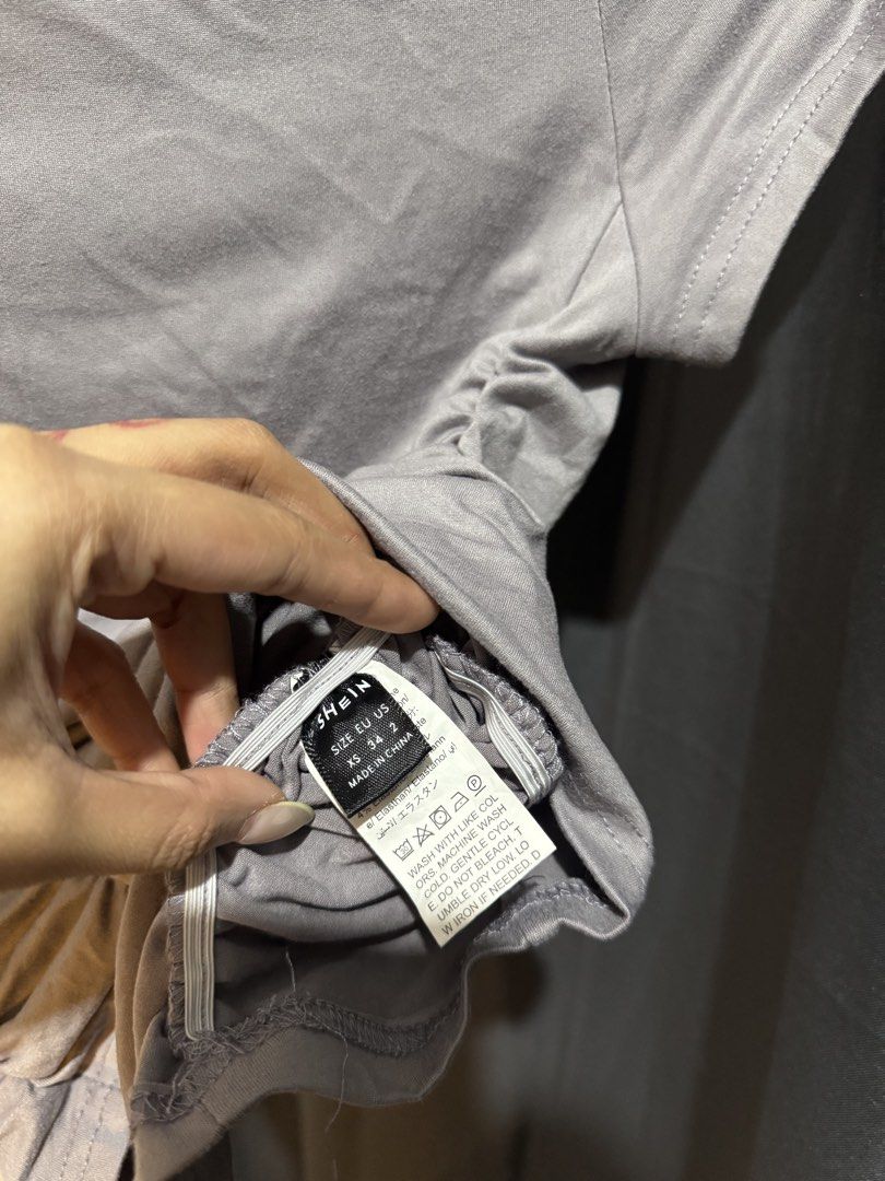 shein side ruched gray top (Category: Others Tops) located in Marilao. Submitted by camillaaa_ (Listing ID 1470401238, Image 2). Description: shein ruched gray top s-m used once only.