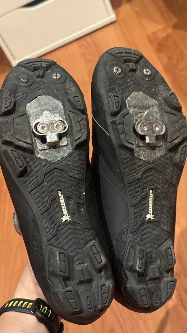 Shimano XC5/XC501M (Category: Bicycles) located in Makati City. Submitted by raphcamero (Listing ID 1470459566, Image 3). Description: Shimano XC5 Mountain Bike Shoes - Color: Black - Size: EU 41 / US 7.6 / 25.8 cm - Closure: BOA dial system with velcro forefoot strap - Soles: Michelin rubber outsoles with cleats included - Condition: Normal signs of wear on soles and uppers from road use; clean insoles RFS: quit cycling Not open for trade*.